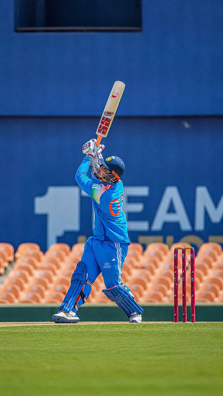 Batter launching a lofted drive down the ground